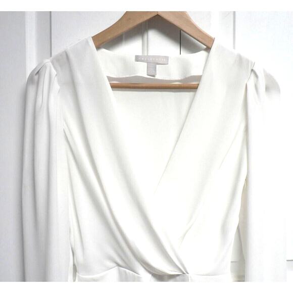Chelsea28 Womens Long Sleeve Pleated Surplice V-Neck Wrap Top in Ivory 2XS $79 - Picture 2 of 4